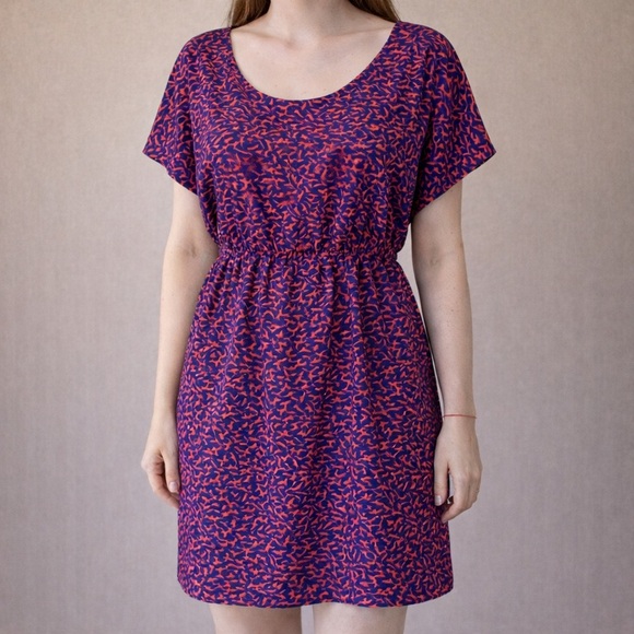 Anthropologie Dresses & Skirts - Anthropologie Kiwi Purple Dinosaur Bird Print Dress  | Size Medium Small